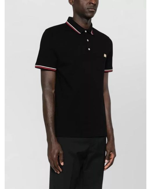 Valentino Garavani Black Cotton Piqué Polo Shirt for men