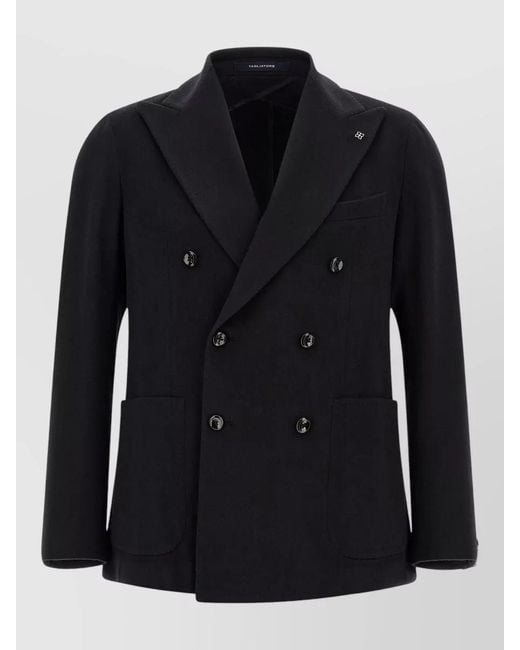 Tagliatore Black Cashmere Double-Breasted Blazer for men