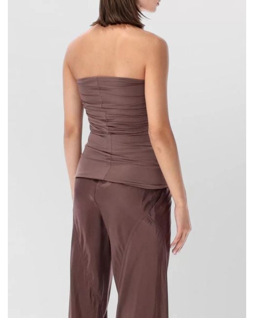Rick Owens Purple Strapless Bustier Top Cut Out Ruched