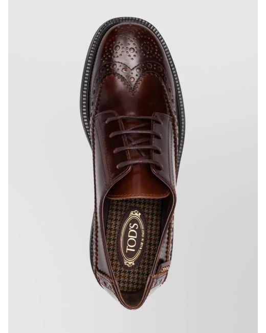 Tod's Brown Lace-Up Logo Detail Brogues