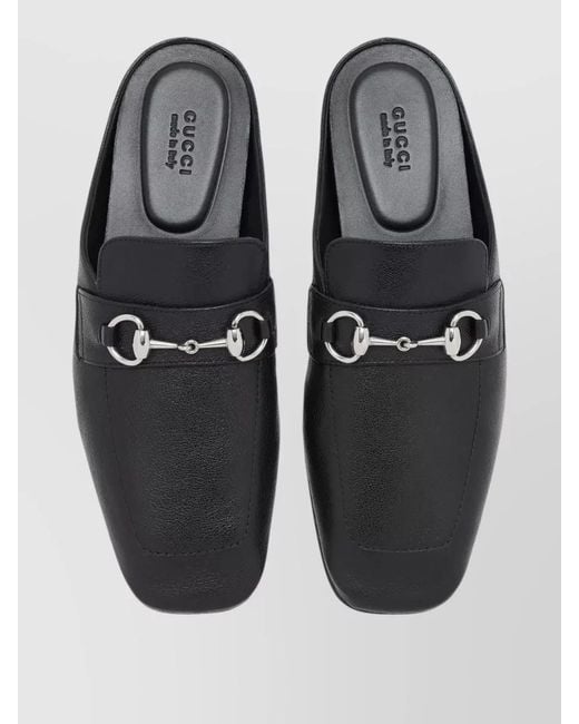 Gucci Black Ragazzo Square Toe Mules Metallic Hardware