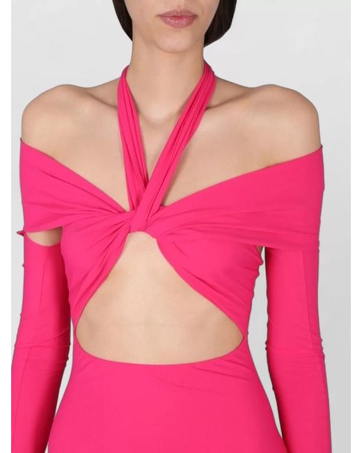 Amazuìn Pink Romy Dress Bodycon Crossed Straps Cutout