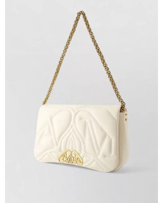 McQueen Natural The Seal Quilted Leather Crossbody Bag