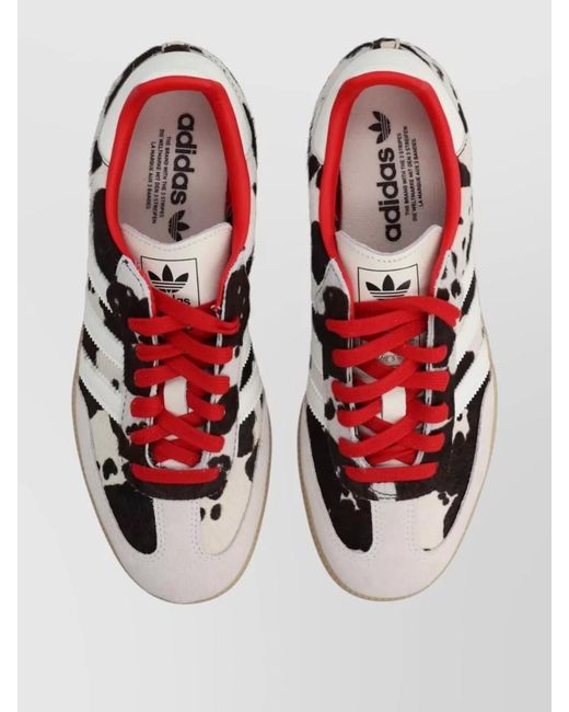 Adidas Originals Red Cow Print Low Top Sneakers Gum Sole