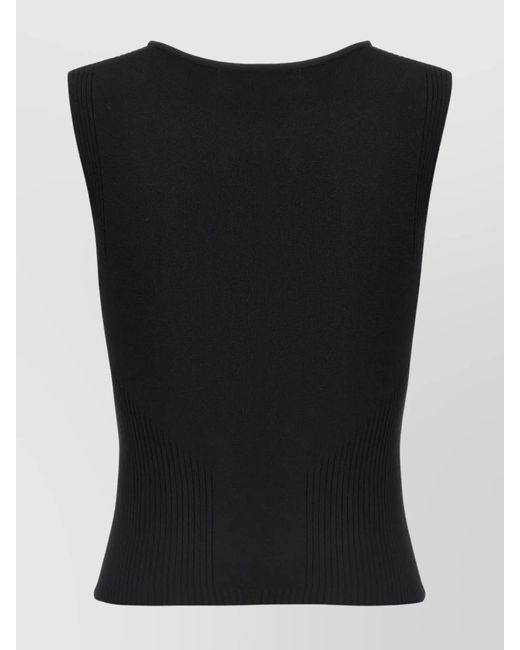 MARINE SERRE Black Open Neck Knit Tank Top