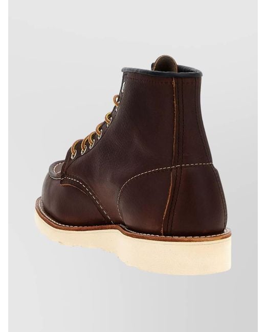 Red Wing Brown Leather Classic Moc Ankle Boots for men