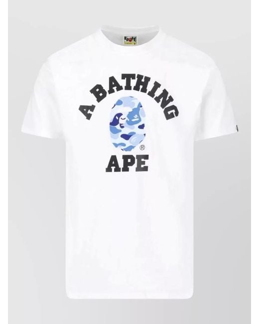A Bathing Ape White Crew Neck Graphic Print Short Sleeve Shirt for men