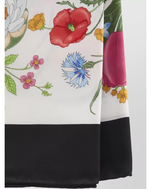 Gucci Gray Silk Floral-Print Scarf