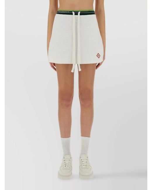 Casablanca White Ribbed Tennis Skirt Drawstring Detail