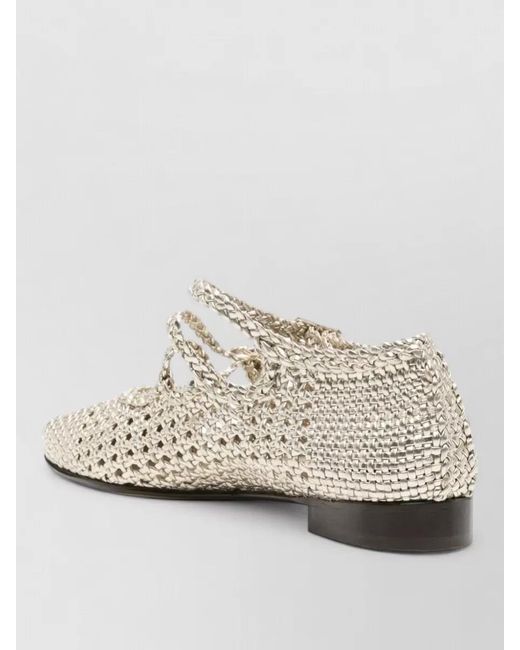 CAREL PARIS White Ariana Leather Lace Up Round Toe Ballets