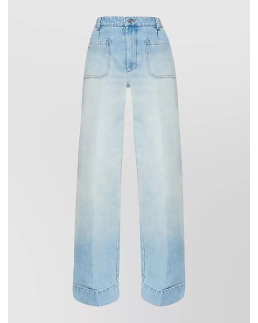 Victoria Beckham Blue Alina Regular Fit Denim Trousers Five Pockets