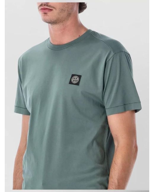 Stone Island Blue Cotton Slim-Fit Ribbed Crew-Neck T-Shirt for men