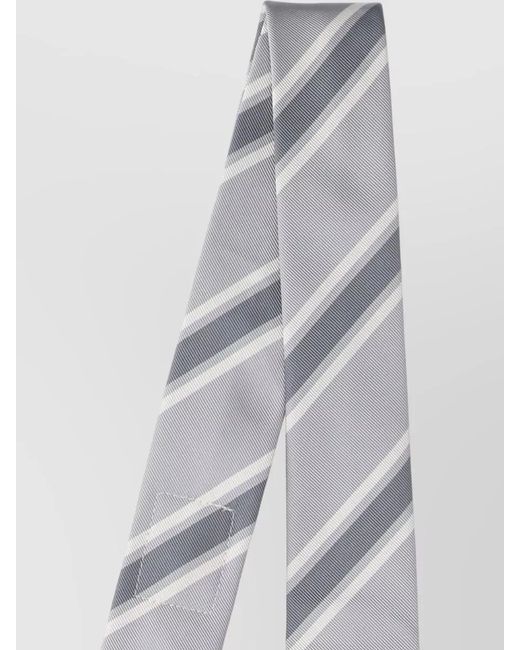 Thom Browne White Slim Striped Tie Narrow Blade Design for men