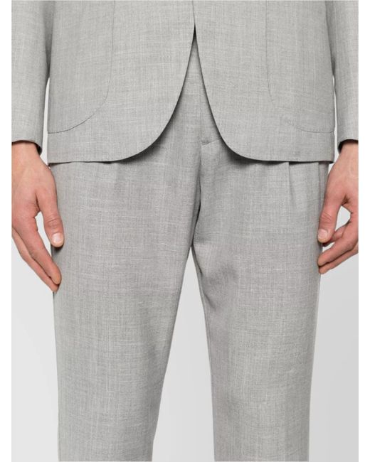 Eleventy Gray Wool Silk Linen Single Breasted Suit for men