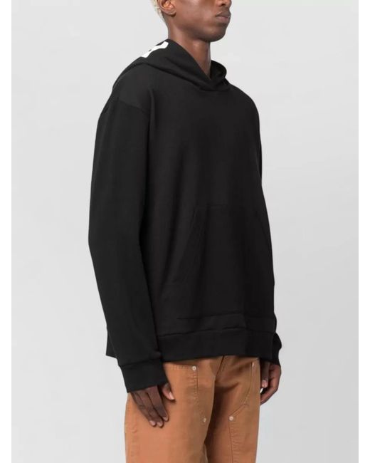 Peuterey Black Logo Cotton Hoodie Long Sleeve Silhouette for men