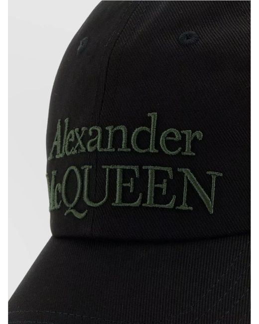 McQueen Black Cotton Logo Baseball Cap for men