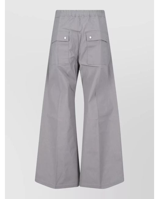 Rick Owens Gray Wide Leg Shorts Snap Button Pockets Eyelets for men
