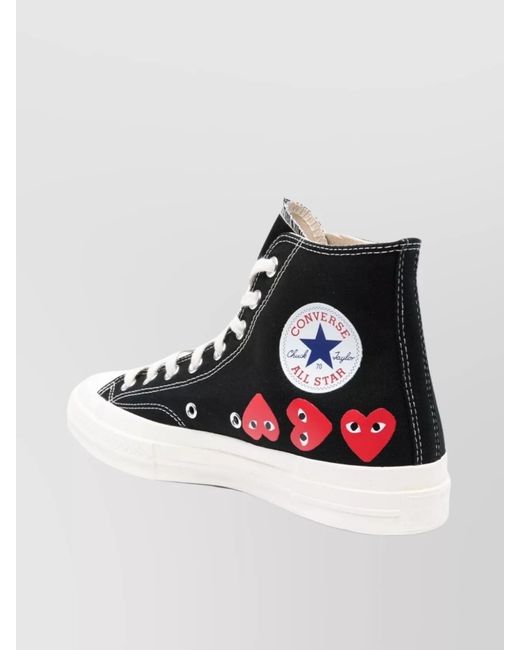 COMME DES GARÇONS PLAY White Canvas Logo Print High-Top Sneakers