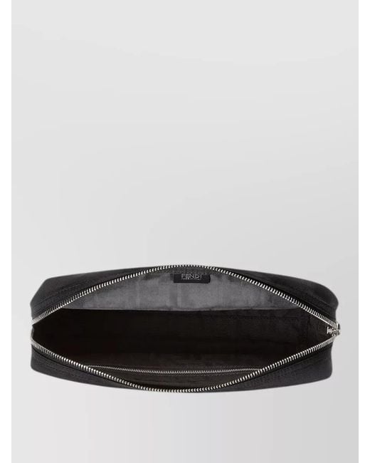 Fendi Black Medium Ff Clutch Bag Textured Finish for men
