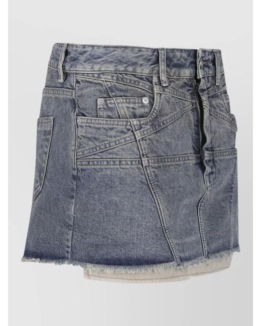 Rick Owens Blue Midi Denim Skirt