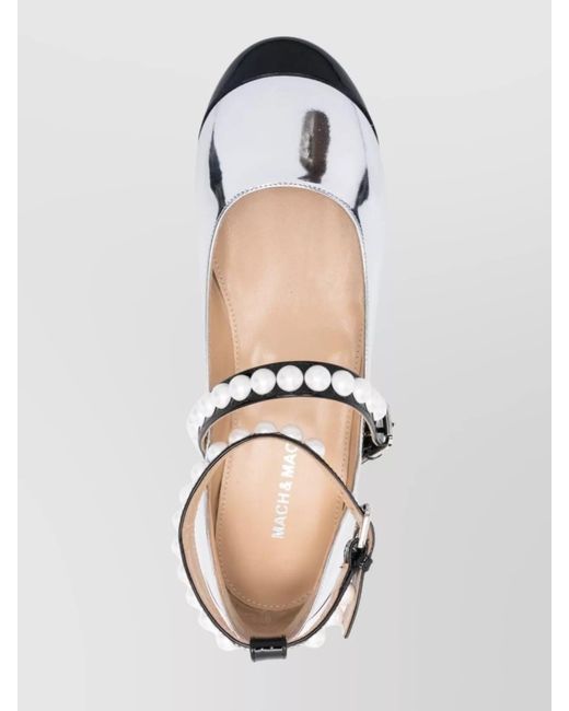 Mach & Mach Metallic Leather Two Tone Embellished Ballerina Shoes