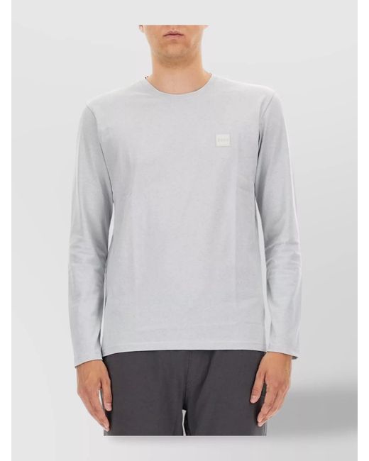 Boss Gray Logo Crew Neck T-Shirt Long Sleeves for men