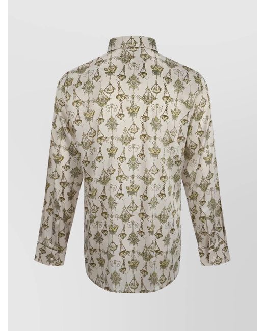 Givenchy White Silk Printed Long-Sleeve Shirt for men
