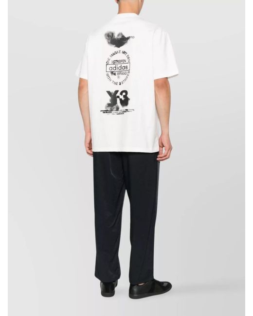 Y-3 White Cotton Logo Short-Sleeve T-Shirt for men