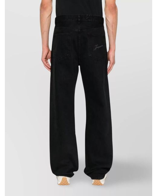 Jacquemus Black Straight Denim Pants Featuring Belt Loops for men