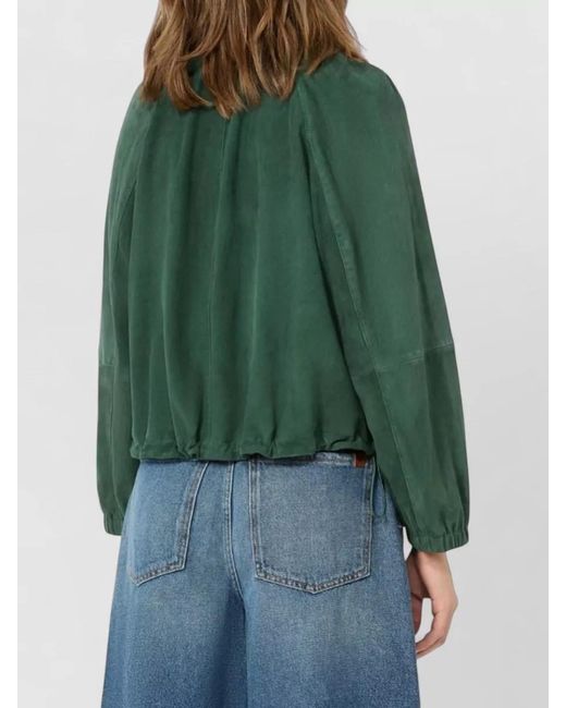 Weekend by Maxmara Green Suede Regular-Fit Single-Breasted Jacket