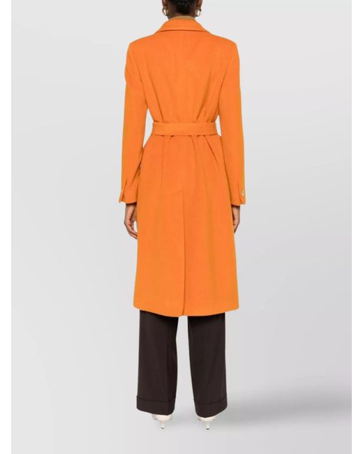 Tagliatore Orange Wool Double-Breasted Belted Coat