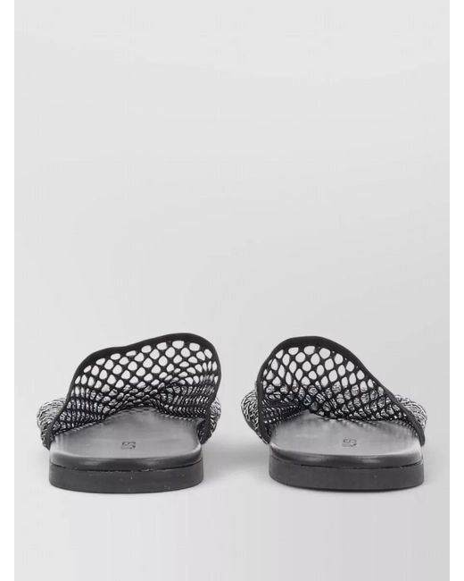 Alysi Gray Slide Mule Sandal Rhinestone Mesh Flat Sole
