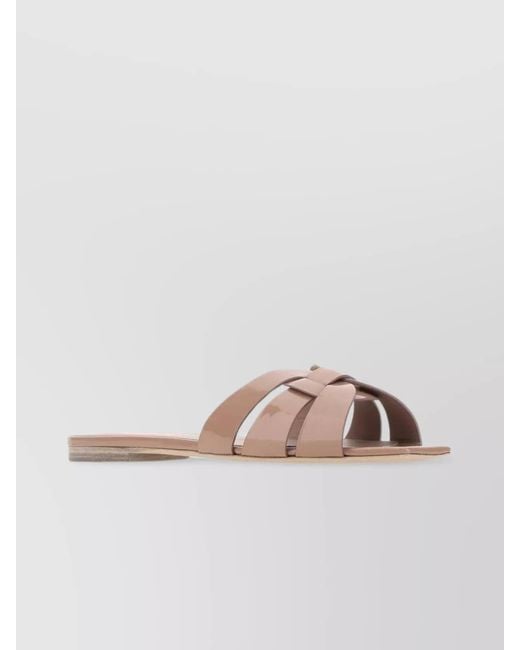 Saint Laurent Natural Leather Tribute Flat Sandals