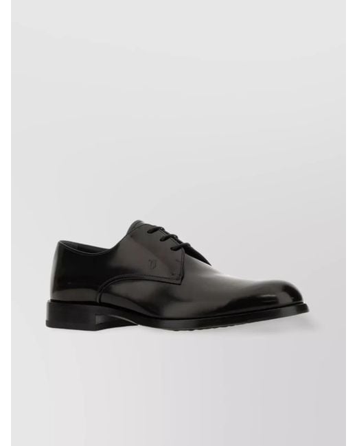 Tod's Black Leather Derby Shoes for men