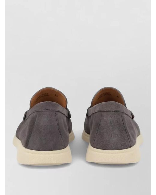 Boss Gray Suede Slippers Round Toe Rubber Sole for men