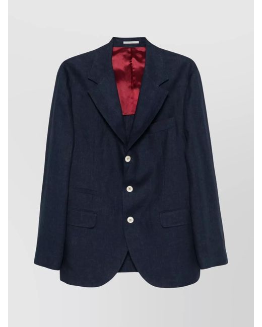 Brunello Cucinelli Blue Linen Blazer for men
