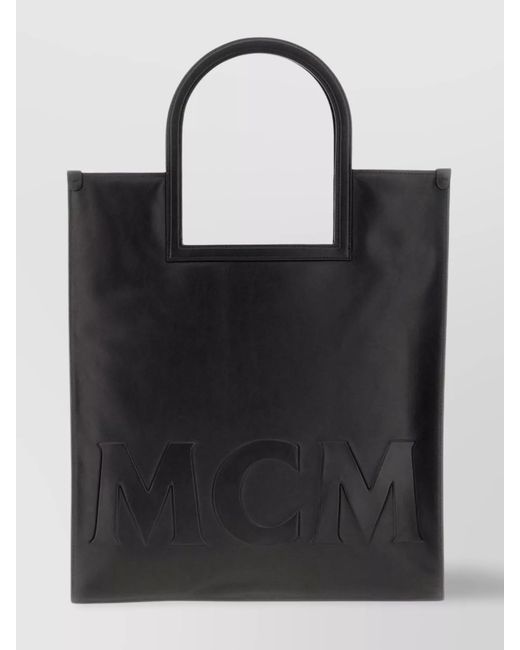 MCM Black Aren Medium Lamb Leather Tote Bag
