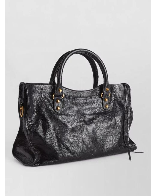 Balenciaga Black City Clutch Bag Buckle Strap Leather