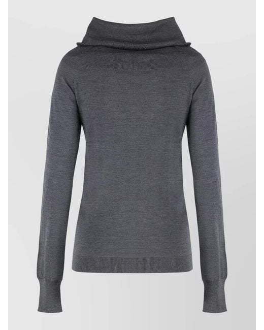 Stella McCartney Gray Wool Turtleneck Sweater Cowl Neck