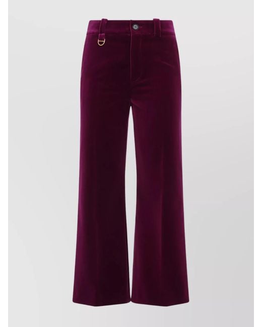Chloé Red Wide Flare Velvet Trousers