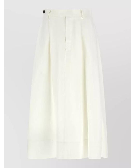 Brunello Cucinelli White Pleated Skirt