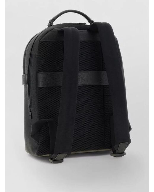 Ferragamo Black Linen Hug Backpack for men