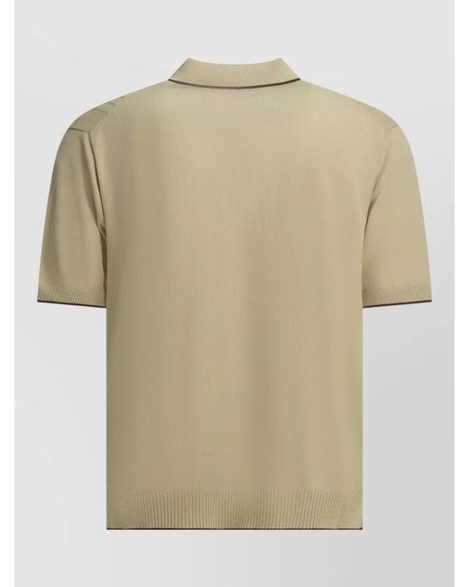 Beams Plus Natural Textured Knit Polo Shirt for men