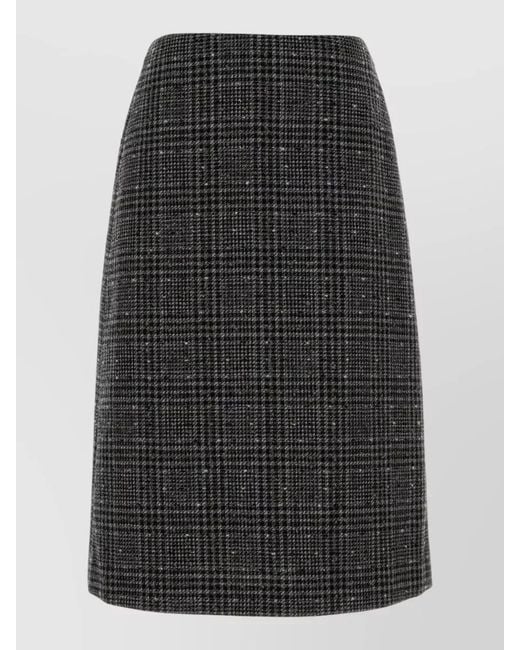 Fendi Black Embroidered Tweed High-Rise Skirt