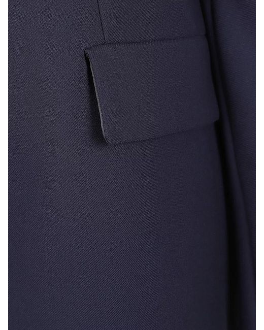 Max Mara Blue Tefrite Jacket Front Pockets Long Sleeves