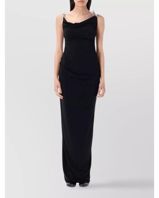 Coperni Black Draped Spaghetti Strap Maxi Dress