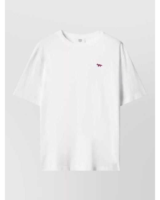 Maison Kitsuné White Organic Cotton Crew Neck Short-Sleeve T-Shirt for men
