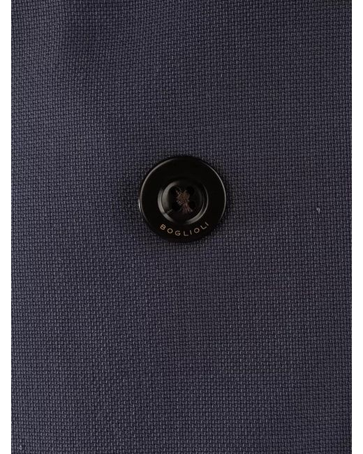 Boglioli Blue Double Breasted Jacket Back Vent Buttons for men