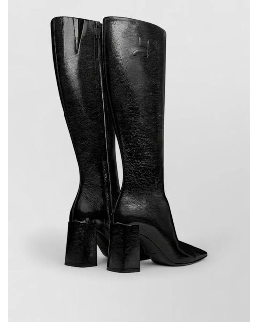 Courreges Black Leather Ankle Boots