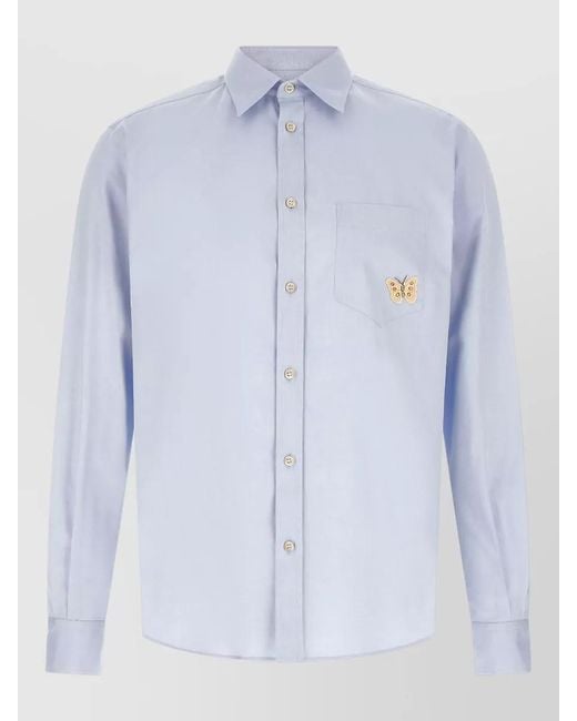 Valentino Garavani Blue Cotton Oxford Shirt for men